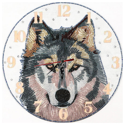 Wolf Clock Mosaic Part Special Shape Diamond DIY Painting Kit Gifts