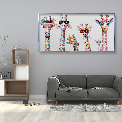 (85*45cm) Funny Giraffe - Full Round Drill Diamond Painting