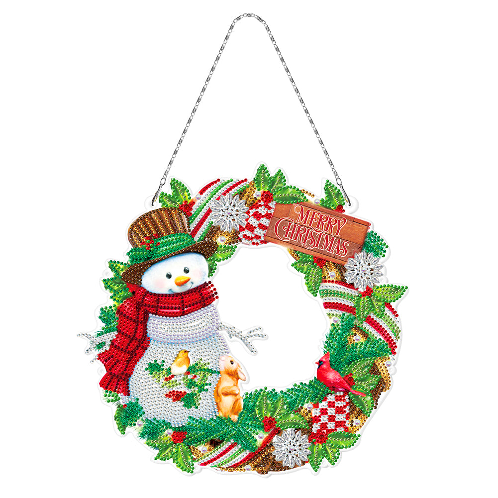 5D DIY Diamond Painting Xmas Wreath with Lamp String