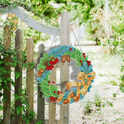 5D DIY Diamond Painting Xmas Wreath with Lamp String