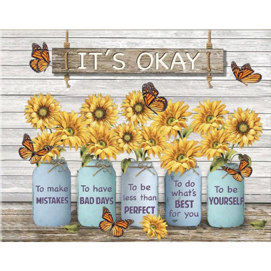 (40*50cm)Sunflower Letters - Full Round Drill Diamond Painting