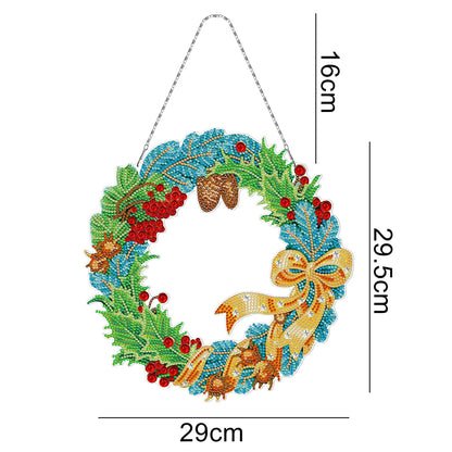 5D DIY Diamond Painting Xmas Wreath with Lamp String