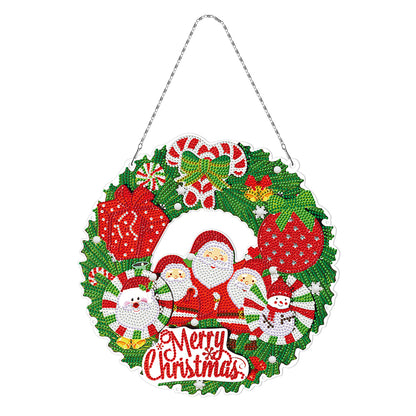5D DIY Diamond Painting Xmas Wreath with Lamp String