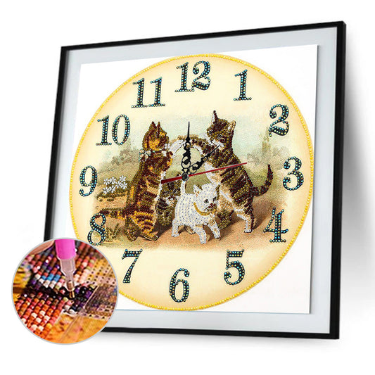 Cat Clock Mosaic Part Special Shape Diamond DIY Painting Kit Gifts