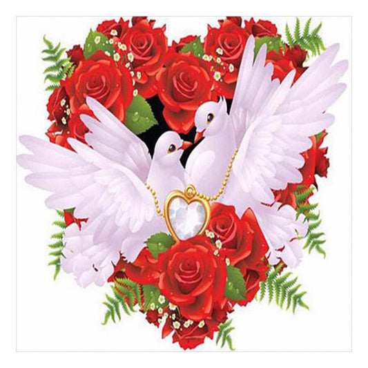 Rose Love Pigeon DIY Full Drill Diamond Painting Embroidery Cross Stitch
