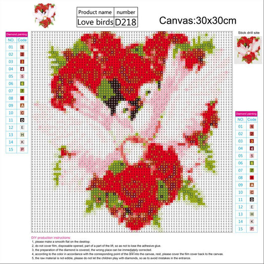 Rose Love Pigeon DIY Full Drill Diamond Painting Embroidery Cross Stitch