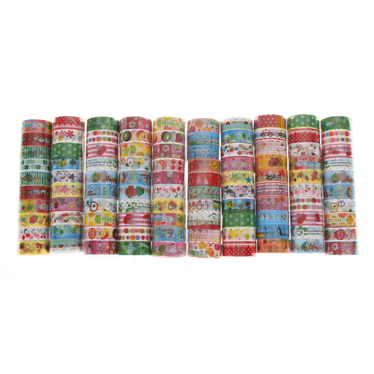 10pcs Paper Sticky Adhesive Sticker Decorative Washi Tape(1.5cm*2.5m Random Color)