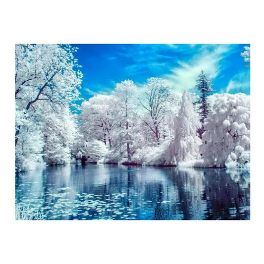 Snow Lake 5D DIY Diamond Painting Cross Stitch Embroidery Home Decor Craft