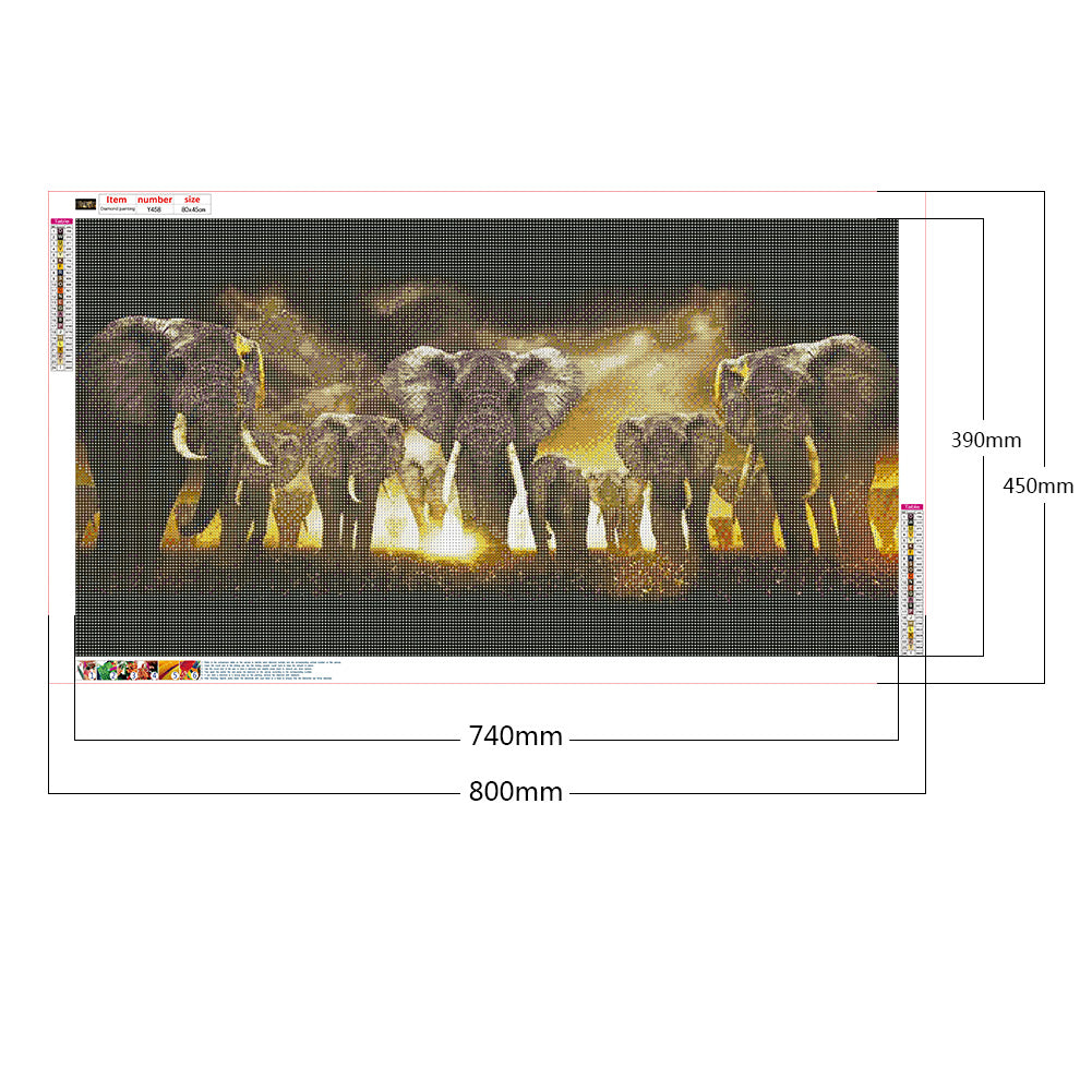 (80*45cm)Elephant - Full Round Drill Diamond Painting