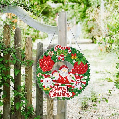 5D DIY Diamond Painting Xmas Wreath with Lamp String