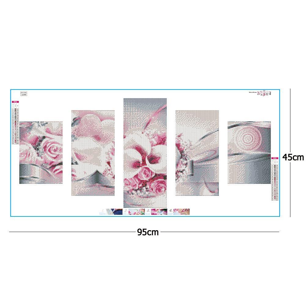(95*45cm) 5pcs Flower - Full Round Drill Diamond Painting