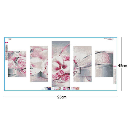 (95*45cm) 5pcs Flower - Full Round Drill Diamond Painting
