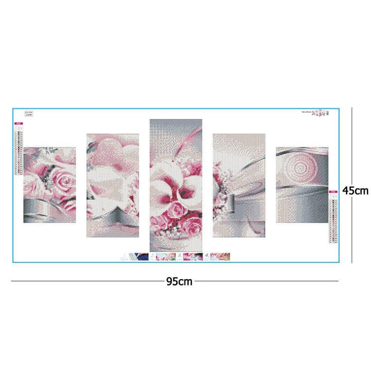 (95*45cm) 5pcs Flower - Full Round Drill Diamond Painting