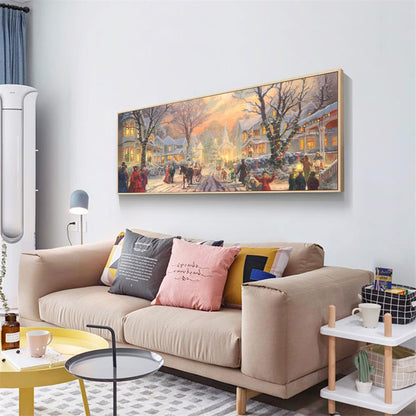 (80*40cm)Winter Street Scene - Full Round Drill Diamond Painting