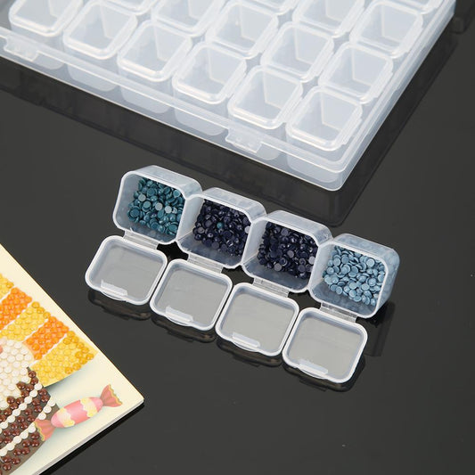 28 Lattices Transparent Container Diamond Painting Accessories Storage Box