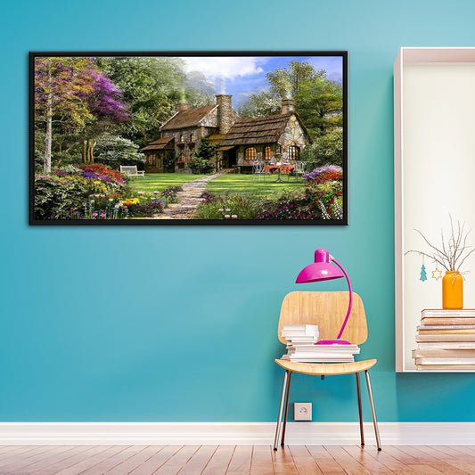 (85*45cm)Forest House - Full Round Drill Diamond Painting