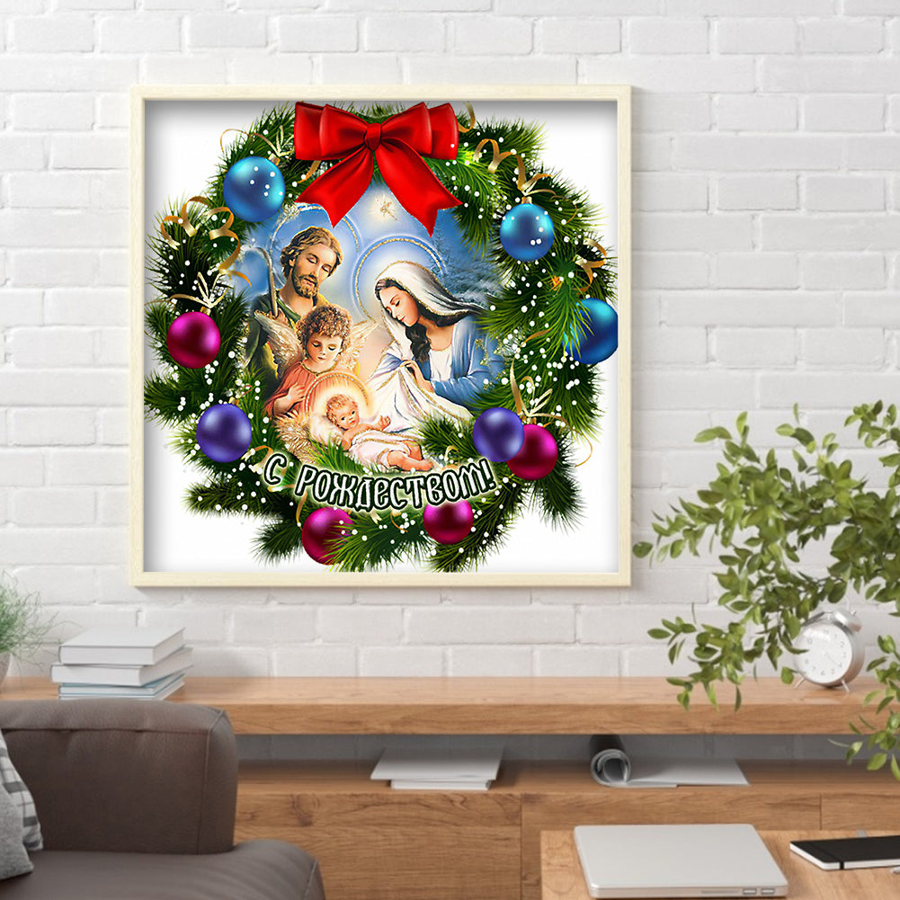 (35*35cm)Christmas wreath - Crystal Rhinestone Diamond Painting