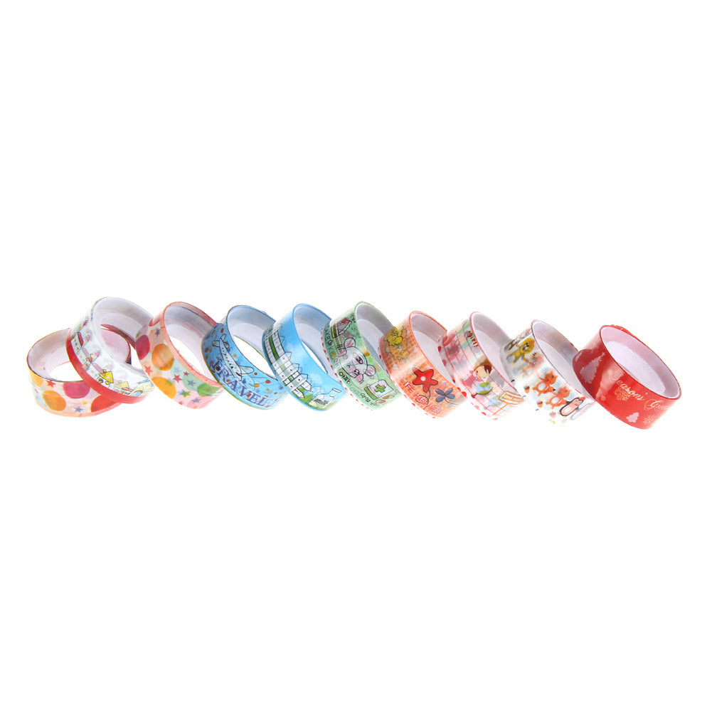 10pcs Paper Sticky Adhesive Sticker Decorative Washi Tape(1.5cm*2.5m Random Color)