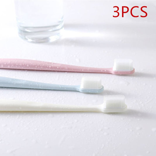 3pcs/set Portable Travel Toothbrush Adult Silicone Toothbrush Nano Brush Soft Nano Antibacterial Toothbrush Oral Care Tool