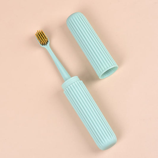 Wide Head Soft Bristle Toothbrush and Portable Tooth Brushes Case Chopsticks Pencil Box Tooth Dust proof Brushes Protector