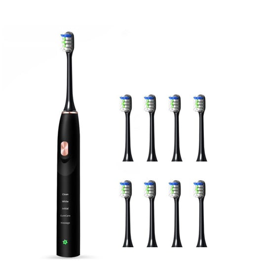 Wireless Base Smart Time Memory Rechargeable Acoustic Wave Electric Toothbrush for Adults With 8 Replacement Brushes Head