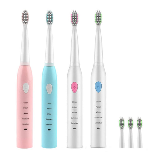 USB Rechargeable Electric Toothbrush with 4 Replacement Heads Set 5 Cleaning Modes Ultrasonic Electric Sensitive Tooth Brush