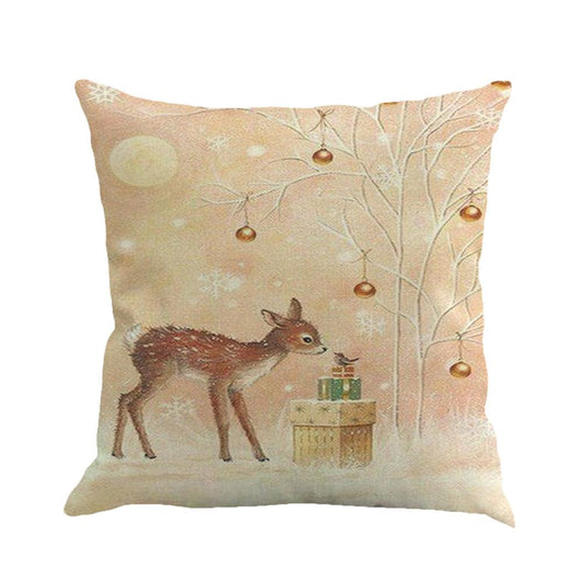 Merry Christmas Cushion Cover Bronzing Happy New Year Home Decor Pillow Case Cotton Linen Sofa Bedroom Cushion Cover