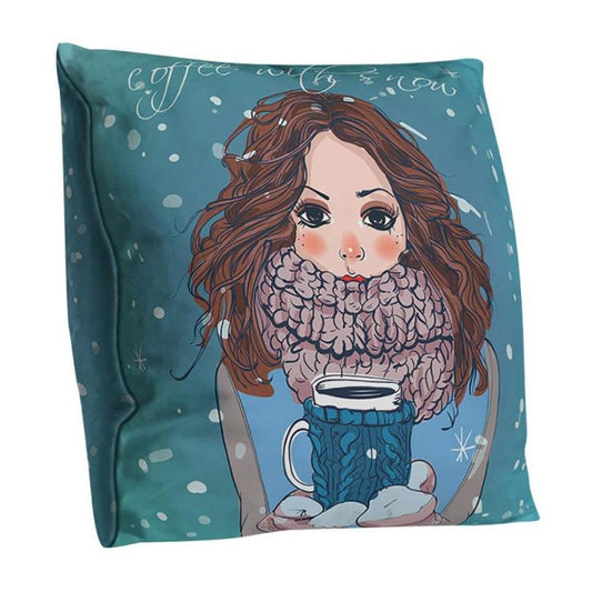 Fashion Pillowcase Brown Hair Baby Mom Queen Pillow Case Linen 45*45 Cartoon Girl Cushion Cover for Sofa Pillowcases