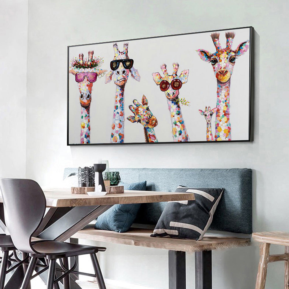 (85*45cm) Funny Giraffe - Full Round Drill Diamond Painting