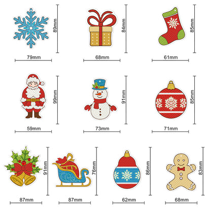 10pcs One-sided Hanging Christmas Ornament Party Props