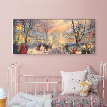 (80*40cm)Winter Street Scene - Full Round Drill Diamond Painting