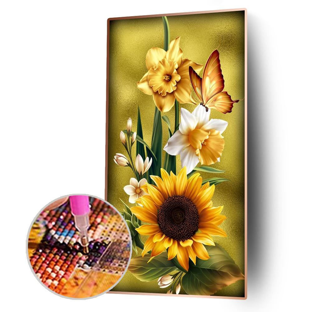 (45*85cm)Sunflower Butterfly - Full Round Drill Diamond Painting