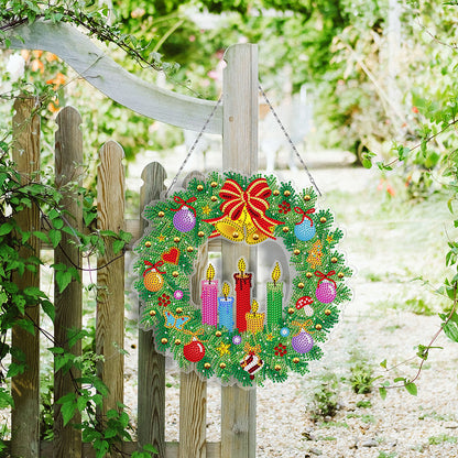 5D DIY Diamond Painting Xmas Wreath with Lamp String