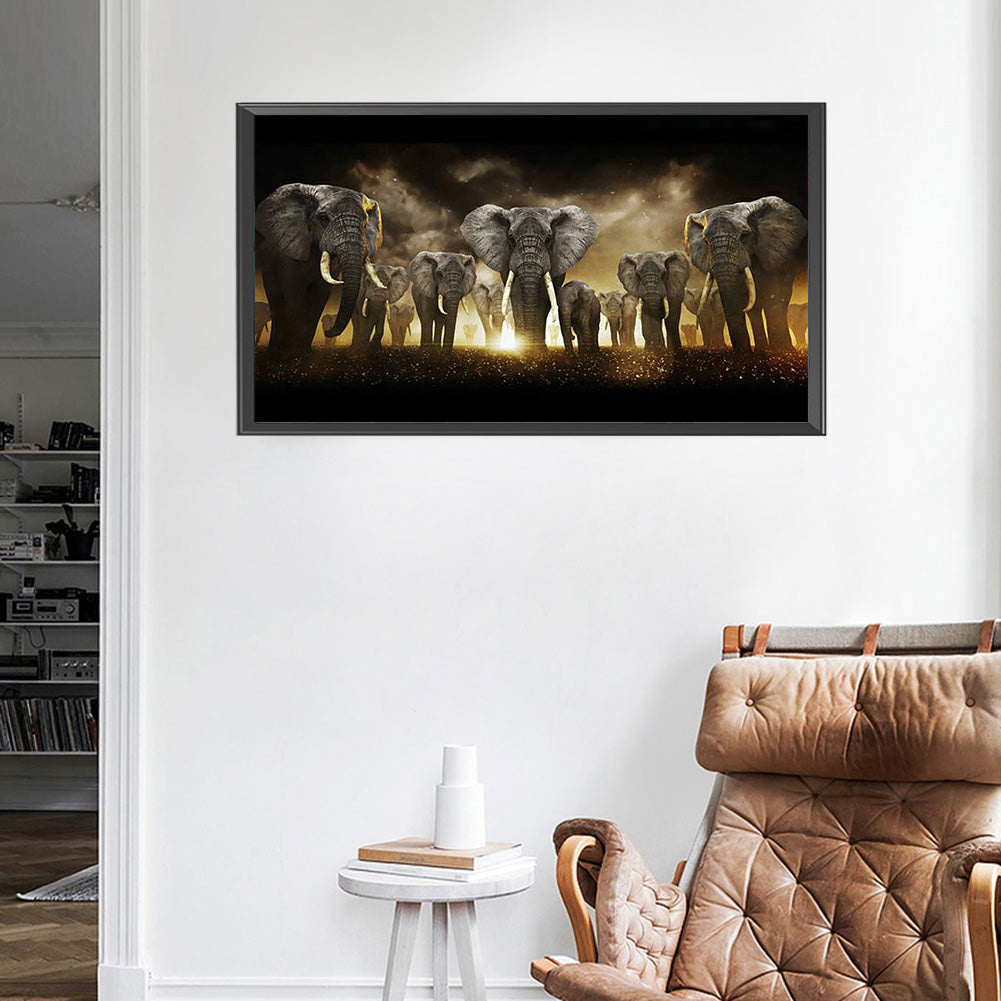 (80*45cm)Elephant - Full Round Drill Diamond Painting
