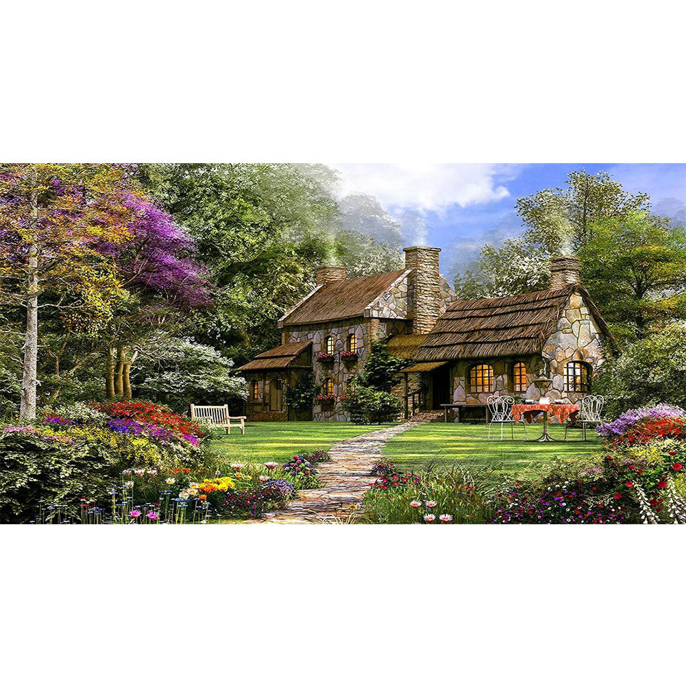 (85*45cm)Forest House - Full Round Drill Diamond Painting