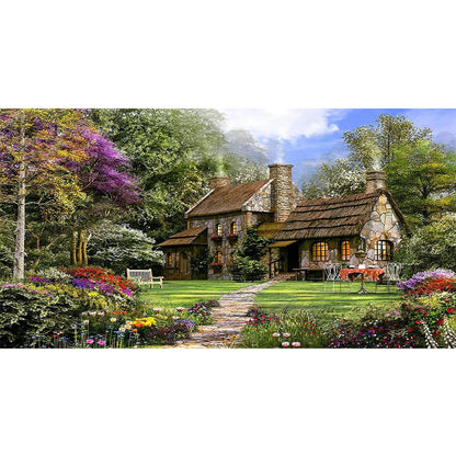 (85*45cm)Forest House - Full Round Drill Diamond Painting