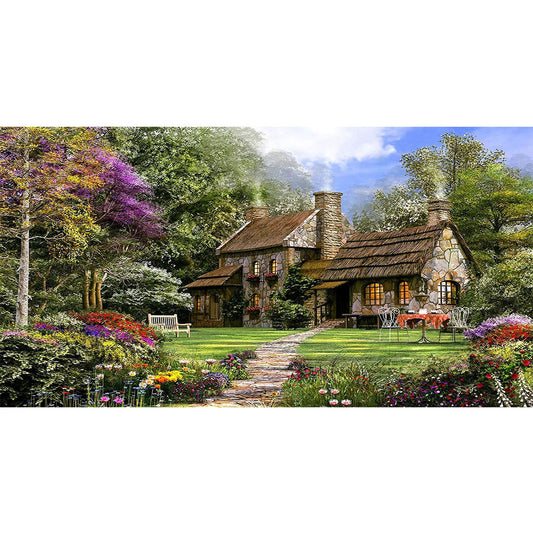 (85*45cm)Forest House - Full Round Drill Diamond Painting