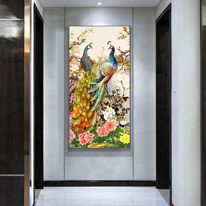(40*80cm)Golden Peafowl-Full Round Drill Diamond Painting