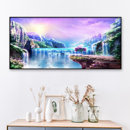 (80*40cm)Mountain Scenery - Full Round Drill Diamond Painting