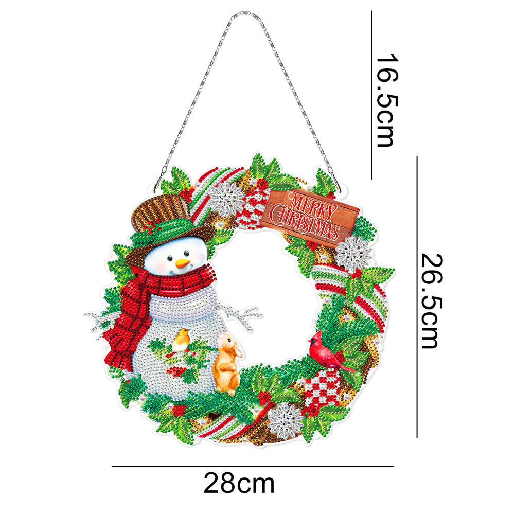 5D DIY Diamond Painting Xmas Wreath with Lamp String