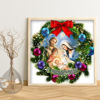 (35*35cm)Christmas wreath - Crystal Rhinestone Diamond Painting