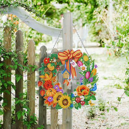 5D DIY Diamond Painting Xmas Wreath with Lamp String