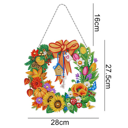 5D DIY Diamond Painting Xmas Wreath with Lamp String