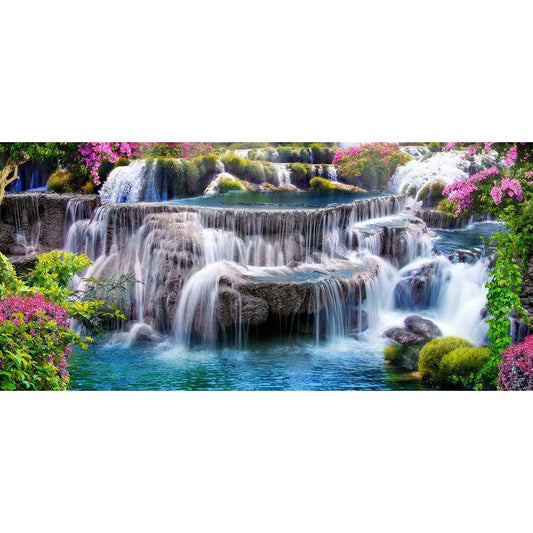 (80*40cm)Mountain Waterfall - Full Round Drill Diamond Painting