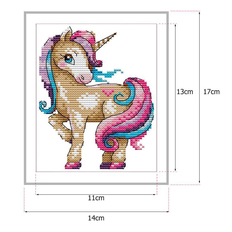 (14*17cm)14ct Stamped Cross Stitch - Magic Unicorn