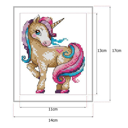 (14*17cm)14ct Stamped Cross Stitch - Magic Unicorn