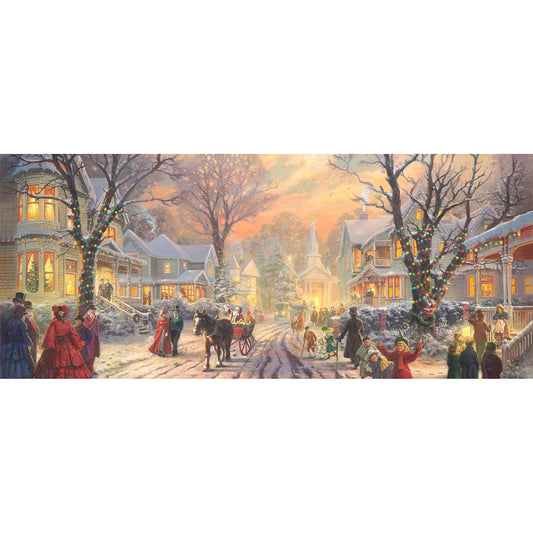 (80*40cm)Winter Street Scene - Full Round Drill Diamond Painting