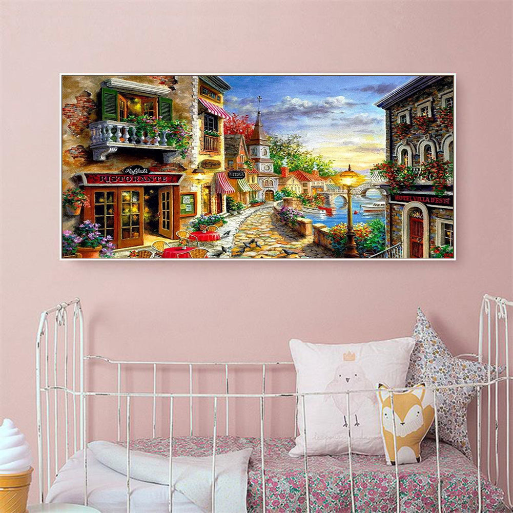 (80*40cm)Streetscape - Full Round Drill Diamond Painting