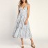 Wholesale women's summer dresses Light Blue Floral Tiered Print Midi Dress sexy casual party dress women