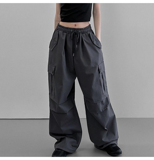 new trending casual loose wide leg pants high waist women's pants & trousers 2023 women clothing with big pockets